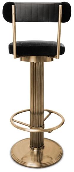 Porustudio Высокий табурет, обитый бархатом, с подставкой для ног sun-id-1448293 - Вид №2