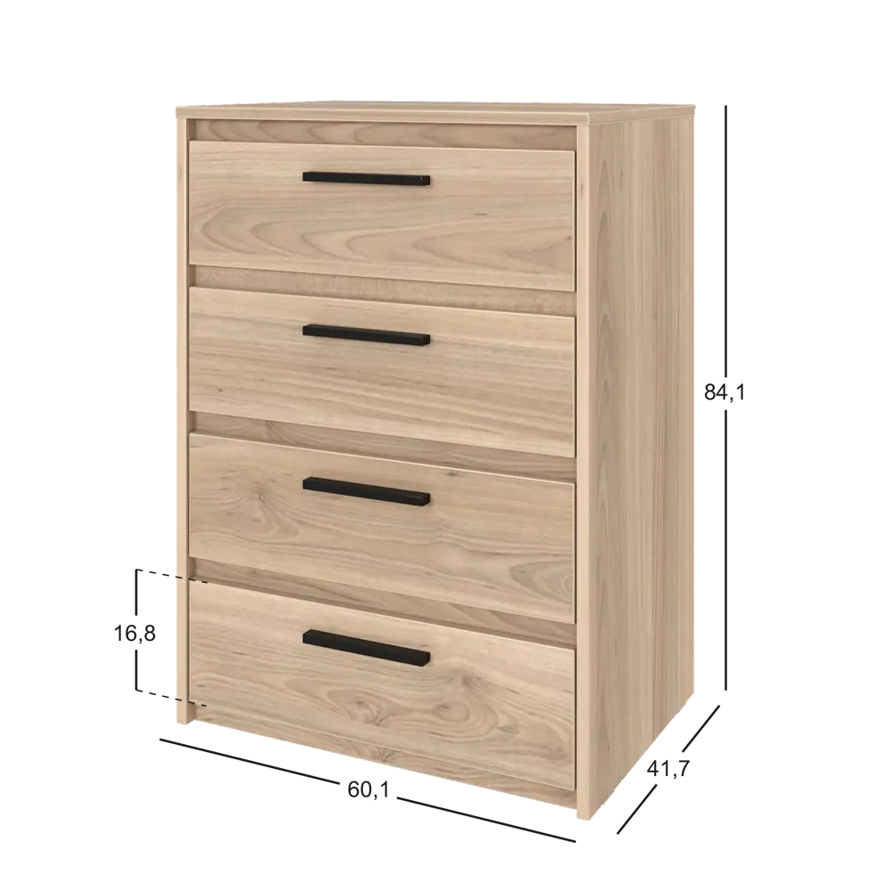 Комод Лион 4 ящика 60x84x41,7 см ЛДСП цвет дуб комано Santreyd STLM-2009974 - Вид №6