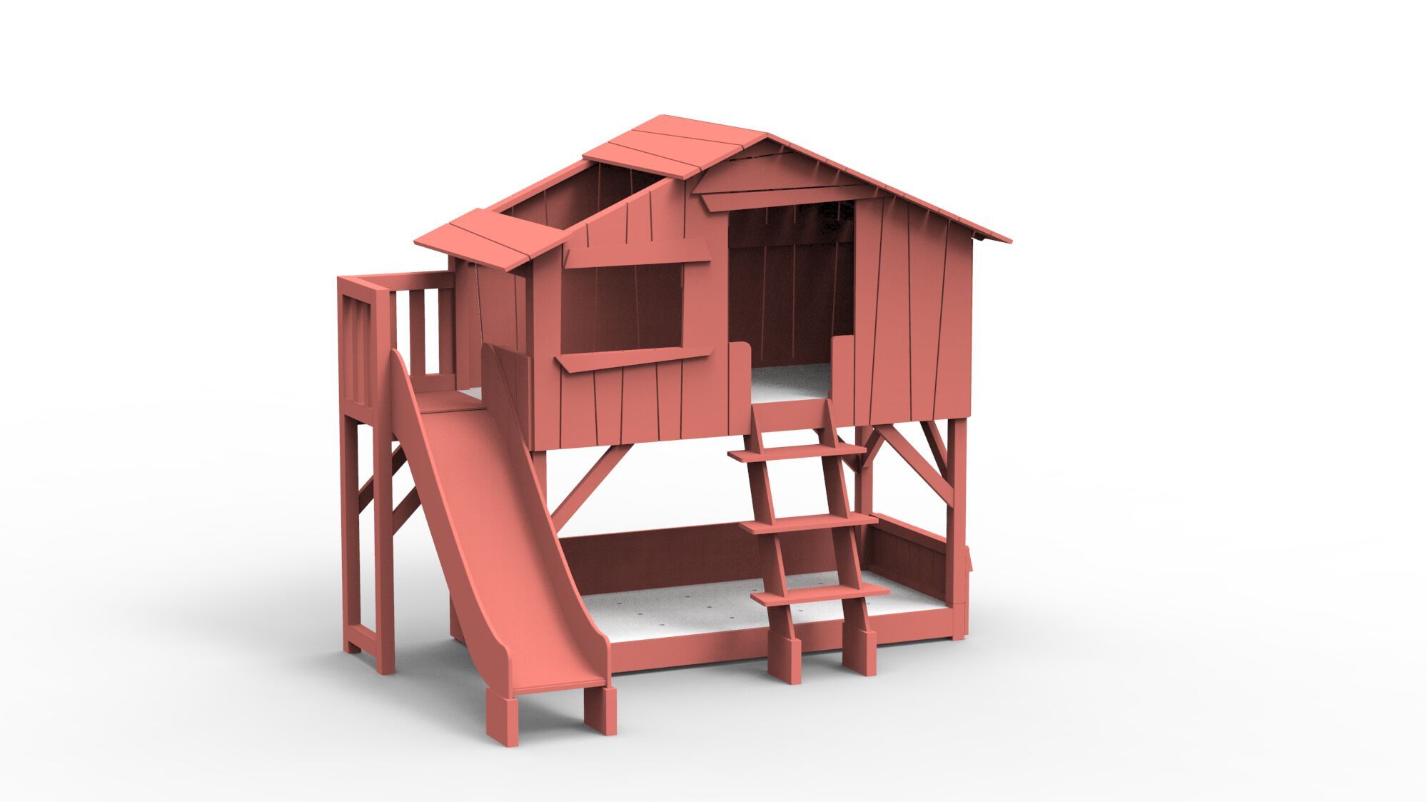 Двухъярусная кровать из МДФ с горкой и платформой Mathy by Bols TREEHOUSE BEDS &amp ARCH-00002332 - Вид №11