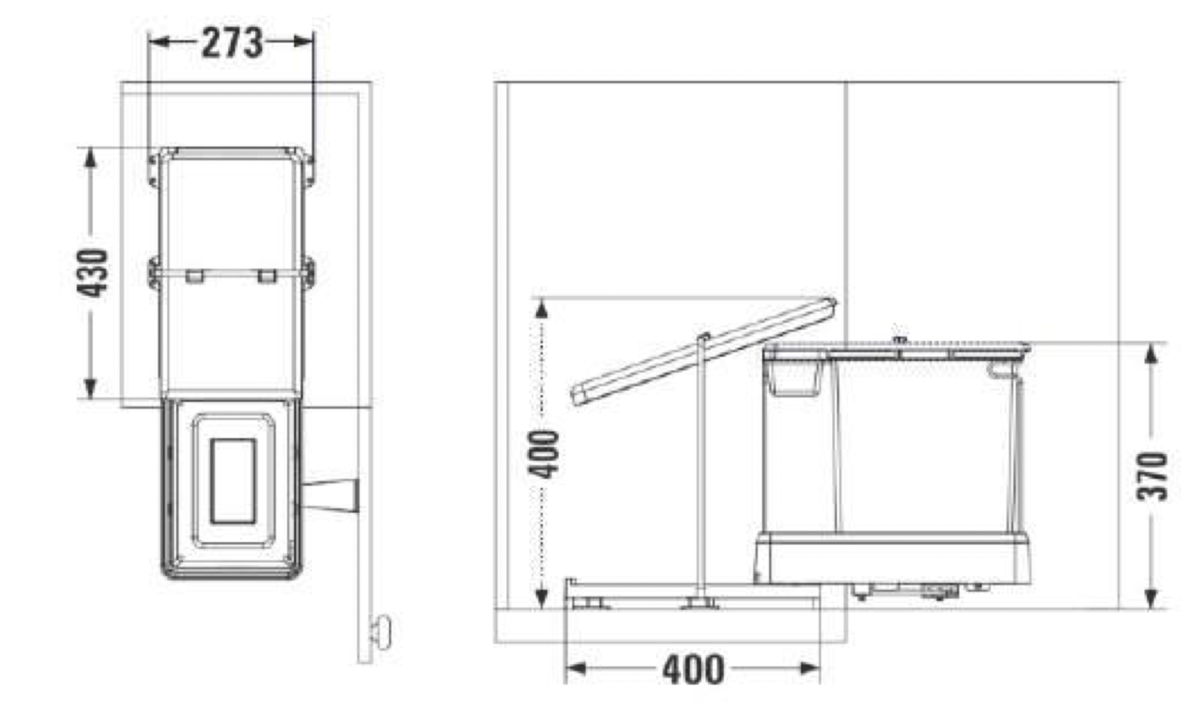 Контейнер для мусора на дверцу Gamma 400/17 Anthracite NAVAKO 10305 - Вид №3