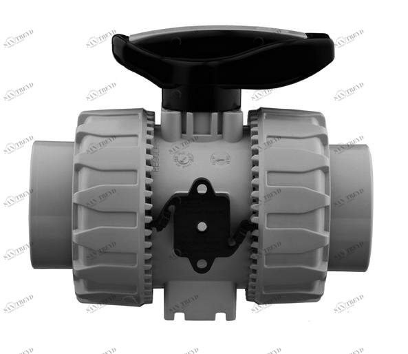 SANIT 009299100 2-ходовой шаровой клапан R 1/2 "- 2", ВКД DualBlock®, PP, резьбовая втулка 