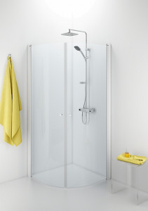 500.933.00.5 IDO Showerama 10-4 душевая стенка для круглого углового душа, IDO Showerama 10-4, белые профили / матовое стекло, 800x800 мм