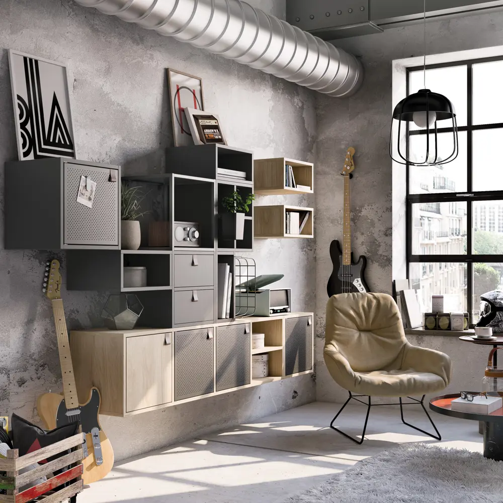 Дверь для стеллажа Spaceo Kub Paris 32x32 см металл цвет черный STLM-2097549 - Вид №7