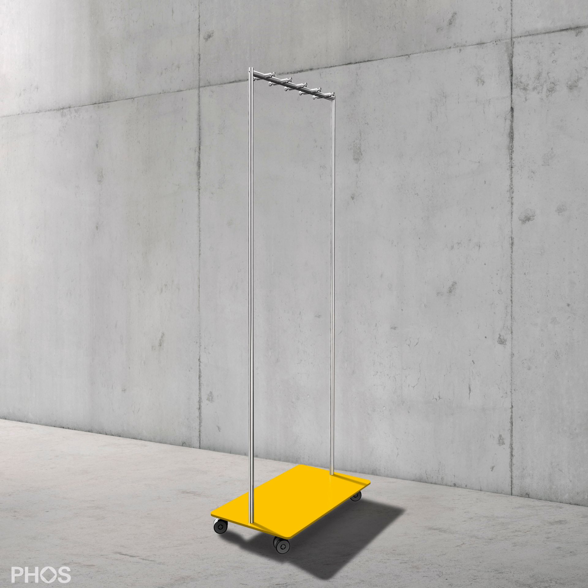 GW2K-BPGe Тележка для одежды Twin Pur с 10 крючками для одежды, основание: желтое. PHOS 