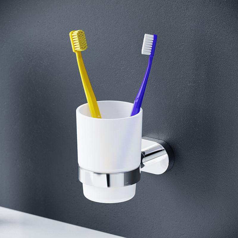 A7434300 L Стеклянный стакан с настенным держателем хром AM.PM Sense - Вид №1