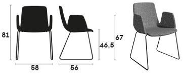 Capdell Тканевый стул на санках с подлокотниками Ics sun-id-1463019 - Вид №2