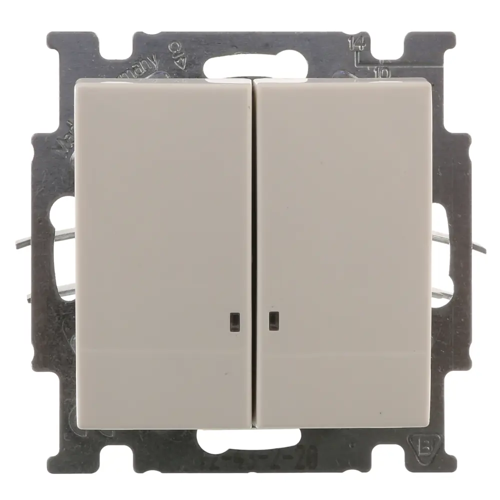 Выключатель встраиваемый ABB Basic 55 2 клавиши с подсветкой, цвет белый Basic55 STLM-2081416