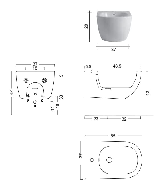 Керамическое подвесное биде Nic ARCH-00148904 - Вид №9
