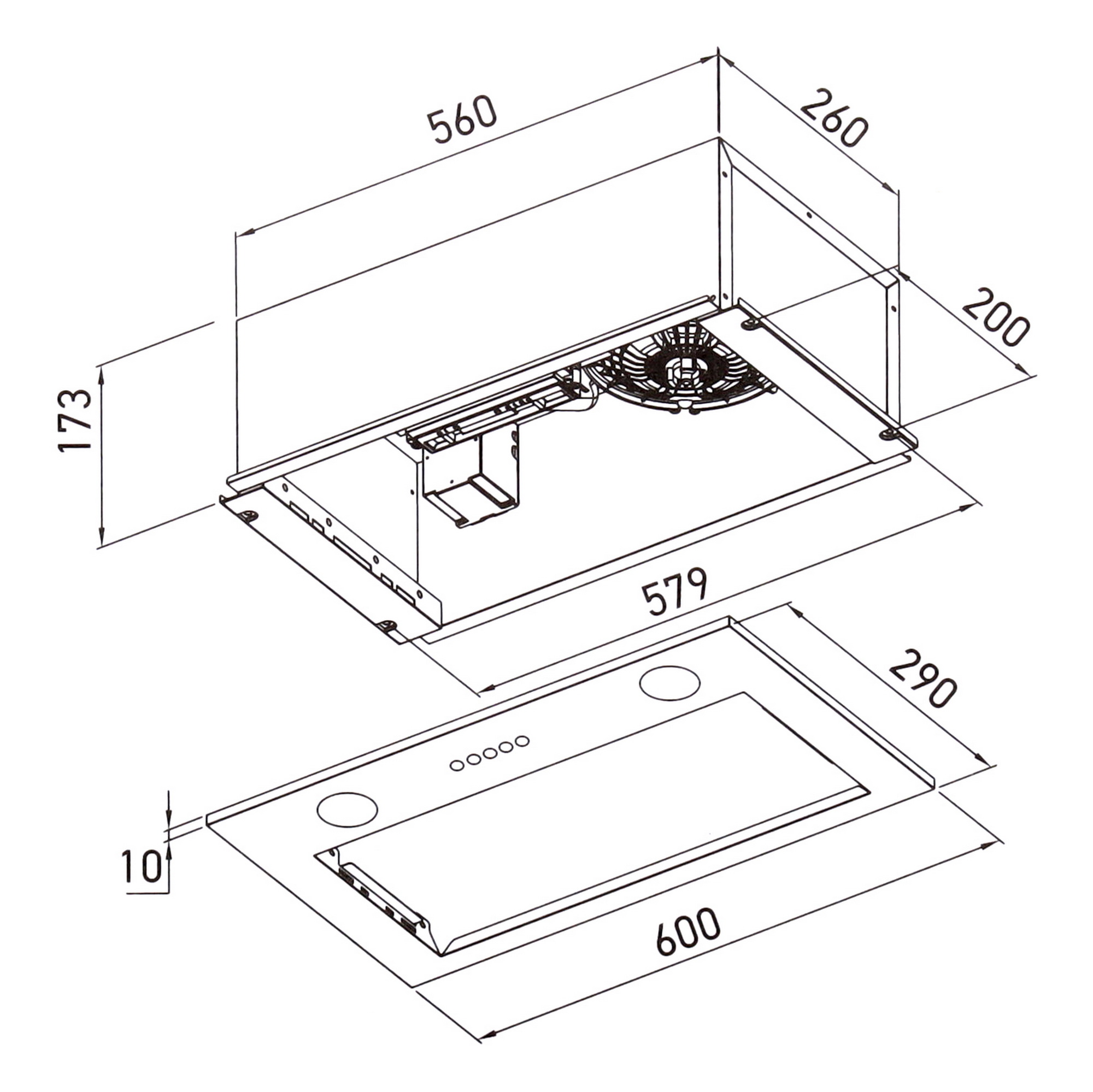 9168675 Вытяжка полновстраиваемая Meferi INBOX60BK LIGHT черный STDN-0000270 - Вид №8