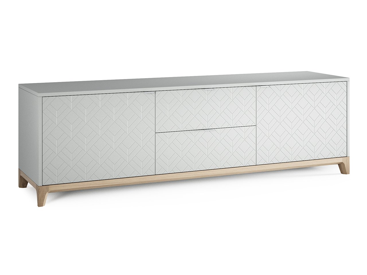 Тумба под телевизор с ящиками осветленный дуб Case №2 THE IDEA  210278 Белый  - Вид №1