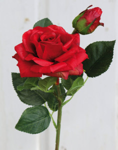 3130 444 a3 Шелковая роза, 1 цветок, 1 бутон, 37 см, real touch soft, красная H-andreas