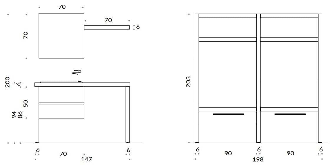 Шкаф для белья с ящиками для стиральной машины Gruppo Geromin магазин ARCH-00031871 - Вид №4