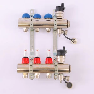 Коллекторная группа TOPWAY с термостатическими вентилями и расходомерами с метрической резьбой EMMETI 1"xM24x19 3 выхода