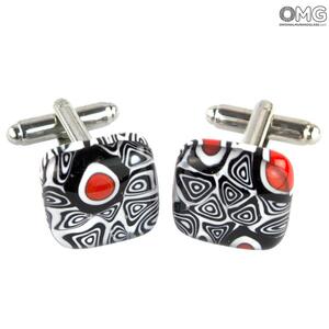 3987 ORIGINALMURANOGLASS Запонки Миллефиори - муранское стекло OMG 1 см