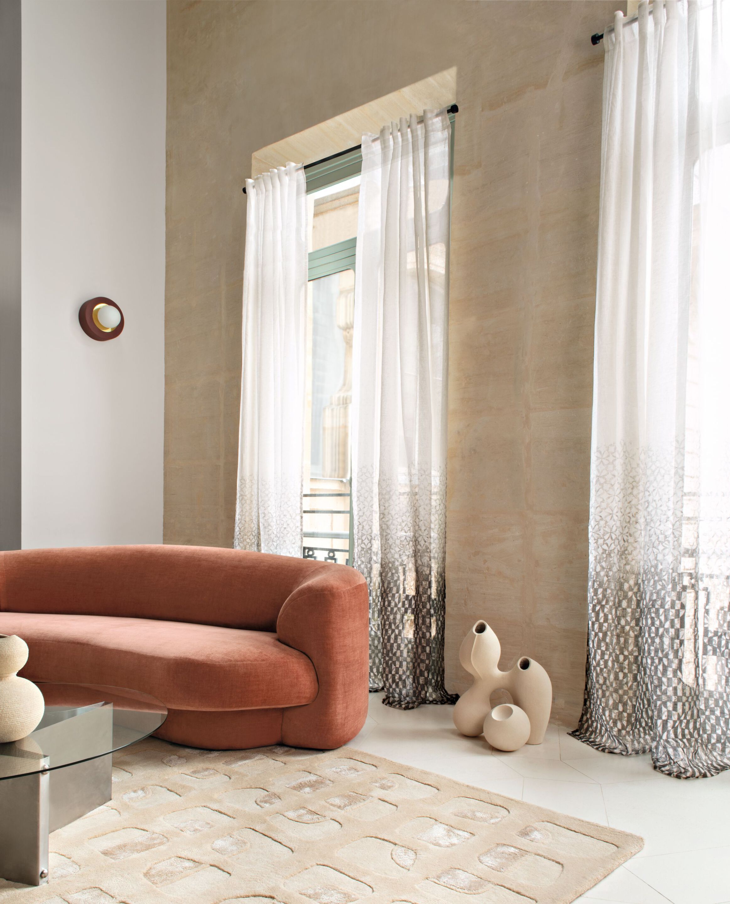 Моющаяся льняная ткань с графическим рисунком Casamance Mariposa ARCH-00117297 - Вид №5