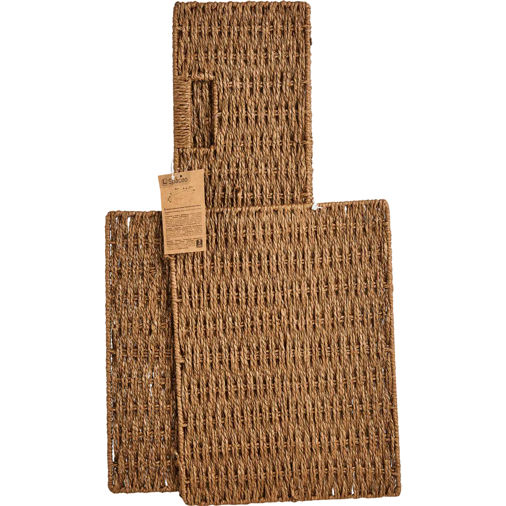 Корзина с крышкой для хранения 38x18x28 см бумага цвет коричневый SPACEO Kub STLM-2209458 - Вид №5