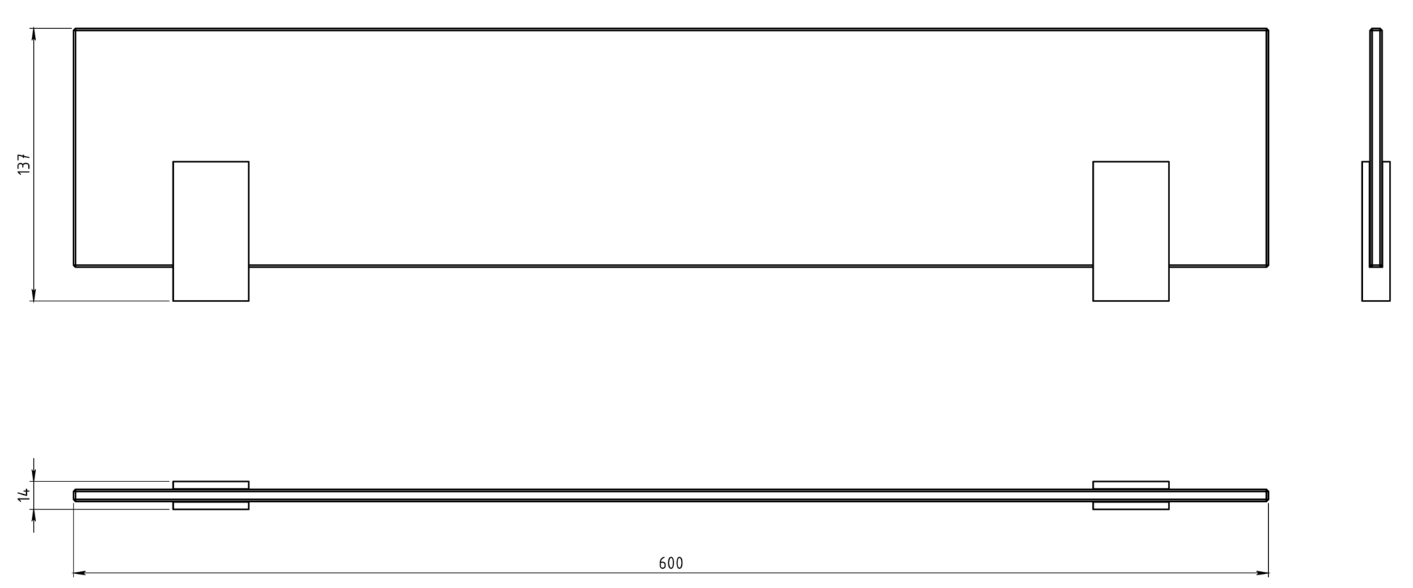 Полка стеклянная Novaservis Metalia 9 0940.0 хром 09400 - Вид №1