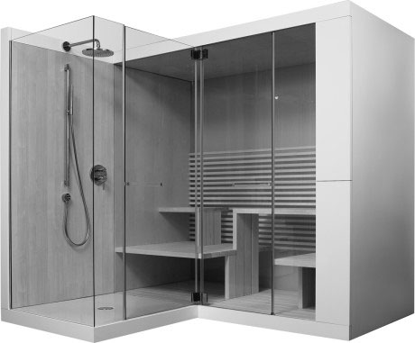 750313002011000 Сауна Inipi Ama, пристенный и угловой вариант Inipi #7503 2350 x 2205 x 2220 мм
Исполнение: американский орех (нат.шпон) Белый глянцевый декор Duravit  - Вид №1