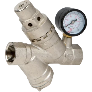 Редуктор давления Valtec с манометром 3/4", никелированная латунь VT.082.N.05 82164853 STLM-2201027
