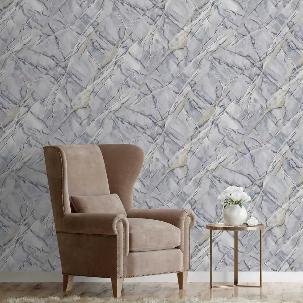 Обои флизелиновые Euro Decor Slab синие с абстрактным рисунком 1.06 м 89416645 STLM-1578520 - Вид №2