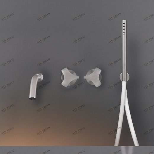 Настенные 2 прогрессивных смесители, установленные для ванной с носиком L. 170 мм и цилиндрический ручной душ диаметр 18 мм  ZIQ50 CEADESIGN 