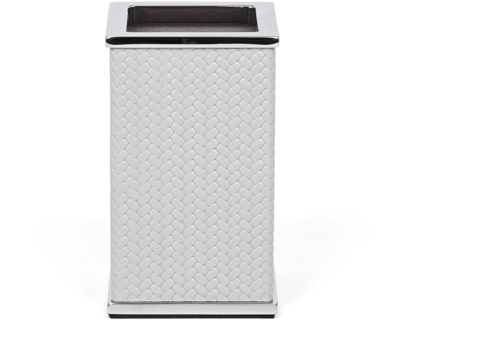 Квадратный держатель для зубных щеток Olimpia - 6,5X6,5XH11 см / металлическая отделка_хром / зернистая кожа_земля