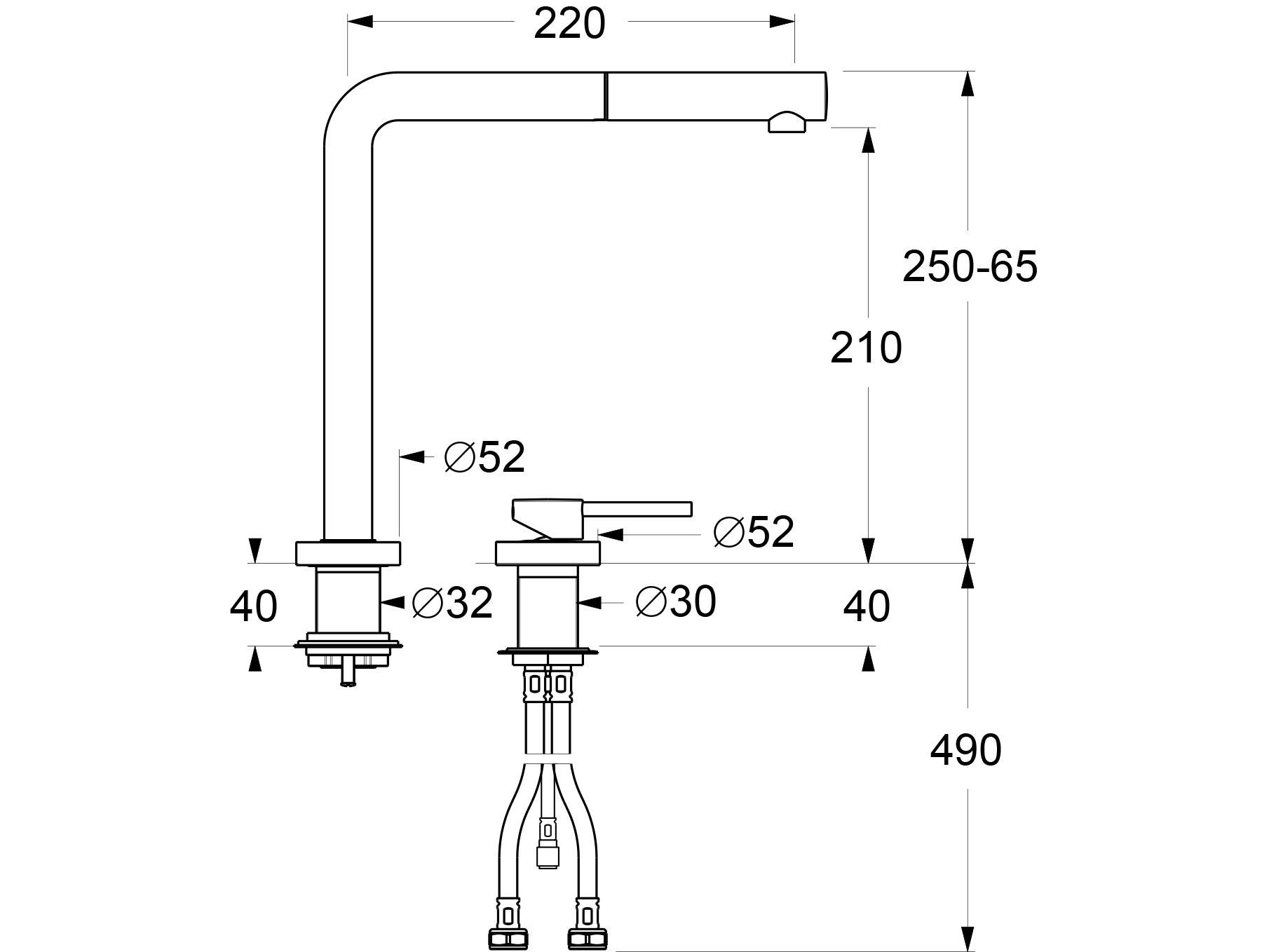 Смеситель для кухни под окном со съемным ручным душем GUGLIELMI RUBINETTERIE Подокно ARCH-00001612 - Вид №2