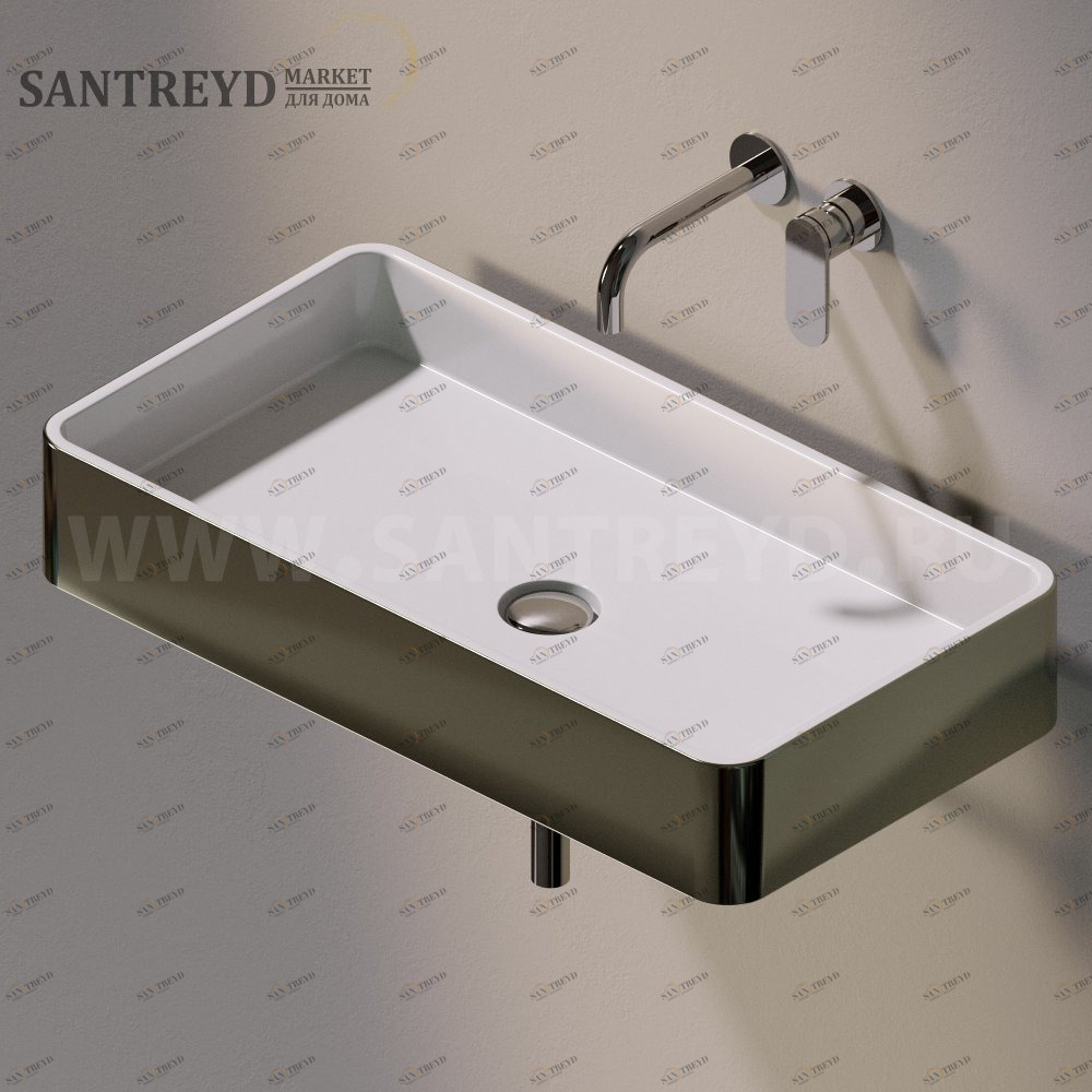 MWL75PLATINUM Подвесная раковина настенная прямоугольная Ceramica Flaminia Miniwash