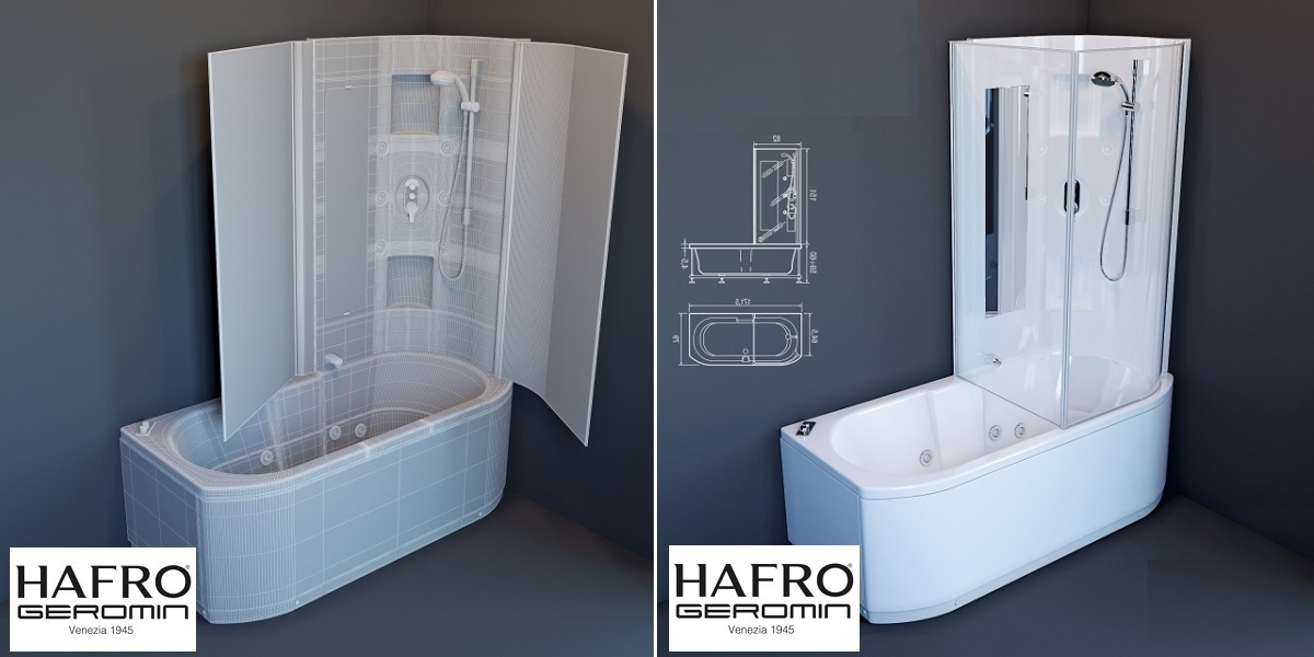 Ванна с душевой кабиной и гидромассажем Duo Box 170 см 3DUA1D4 Gruppo Geromin - Вид №1