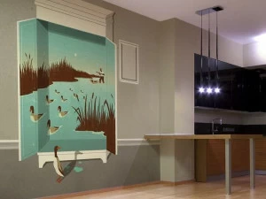 GLAMORA Моющиеся виниловые обои trompe l'oeil An illustrated life