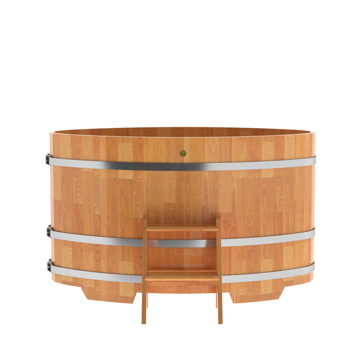 1510 Купель овальная из сращенных ламелей лиственницы 0,92х1,66х1,0 натуральная Alyarus  - Вид №3