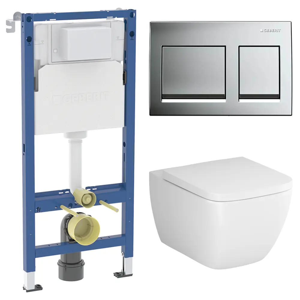 Комплект инсталляции Geberit Alpha с безободковым унитазом AM.PM Gem клавиша Geberit Alpha хром STLM-2121864