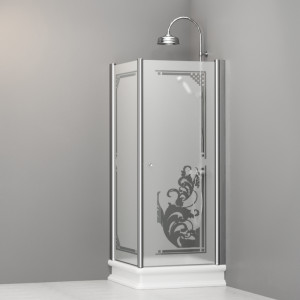 9161P0 Душевая кабина SX с распашной дверью и фиксированной боковой частью для душевого поддона 80x80 квадрат, цвет Хромированный Kerasan RETRO Италия