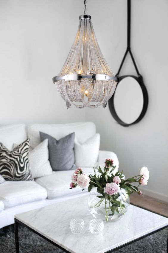 Люстра металлическая 70х50 см хром Stream KM010P-6 DELIGHT COLLECTION ДИЗАЙНЕРСКИЕ 00-3883053 Прозрачный;хром  - Вид №3