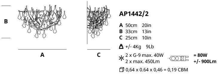 Serip Бра из бронзы ручной работы Coral Ap1442/2 - Вид №1