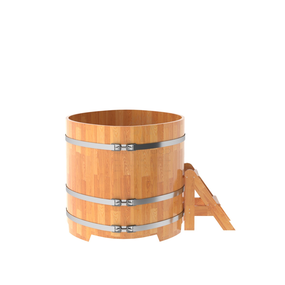 1537 Купель овальная из сращенных ламелей лиственницы 1,08х1,75х1,0 натуральная Alyarus  - Вид №2