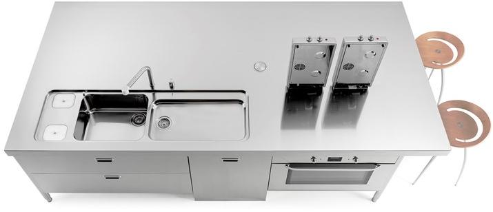 ALPES-INOX Островная кухонная мебель из нержавеющей стали с зоной для закусок Liberi in cucina sun-id-1401432 - Вид №11
