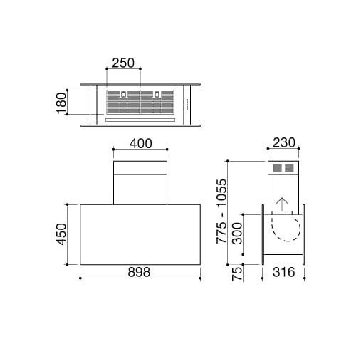 Островная вытяжка из нержавеющей стали со встроенным освещением Barazza Unique ARCH-00114215 - Вид №2