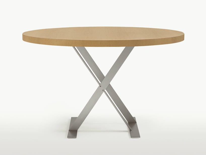 Круглый стол из стали и дерева Maxalto Макс ARCH-00028761