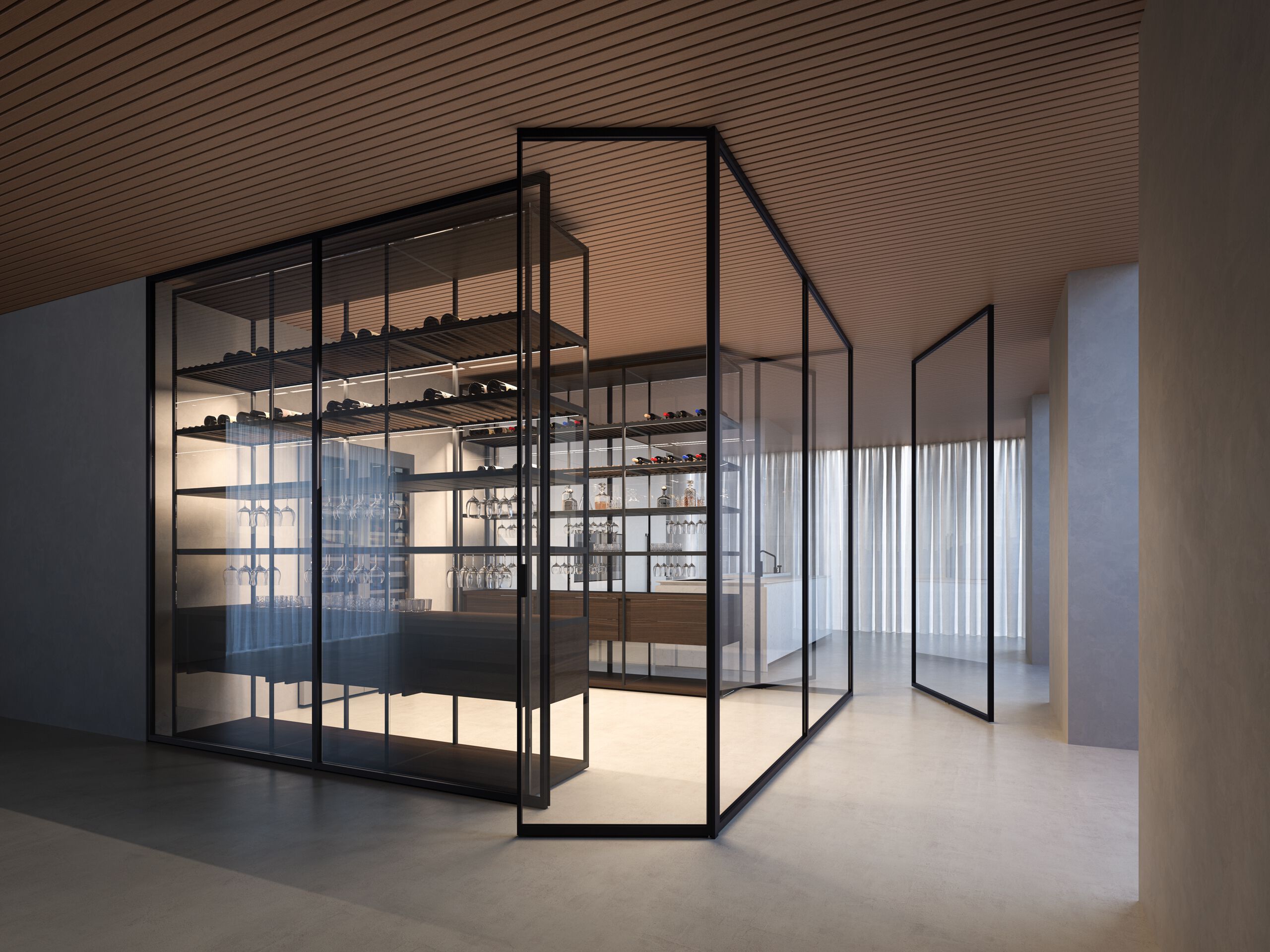 Система каркасных стеклянных панелей и распашных дверей ADL MYROOM ARCH-00132209 - Вид №2