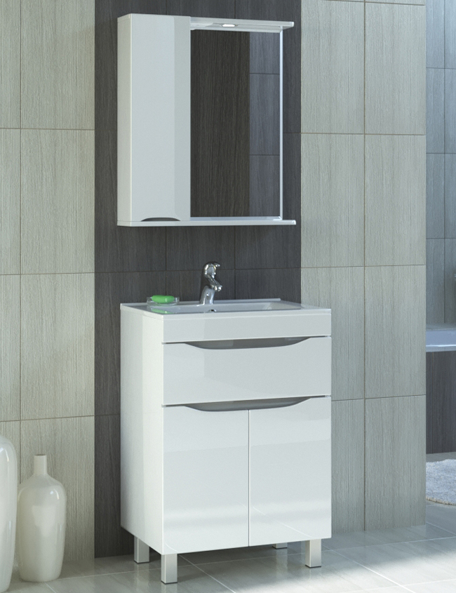 Зеркало Minor 600 лев.600⨉150⨉700 мм белый VIGO sun-id-665383 - Вид №2