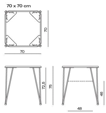 Квадратный стальной стол с порошковым покрытием Vergés Mim ARCH-00095862 - Вид №2