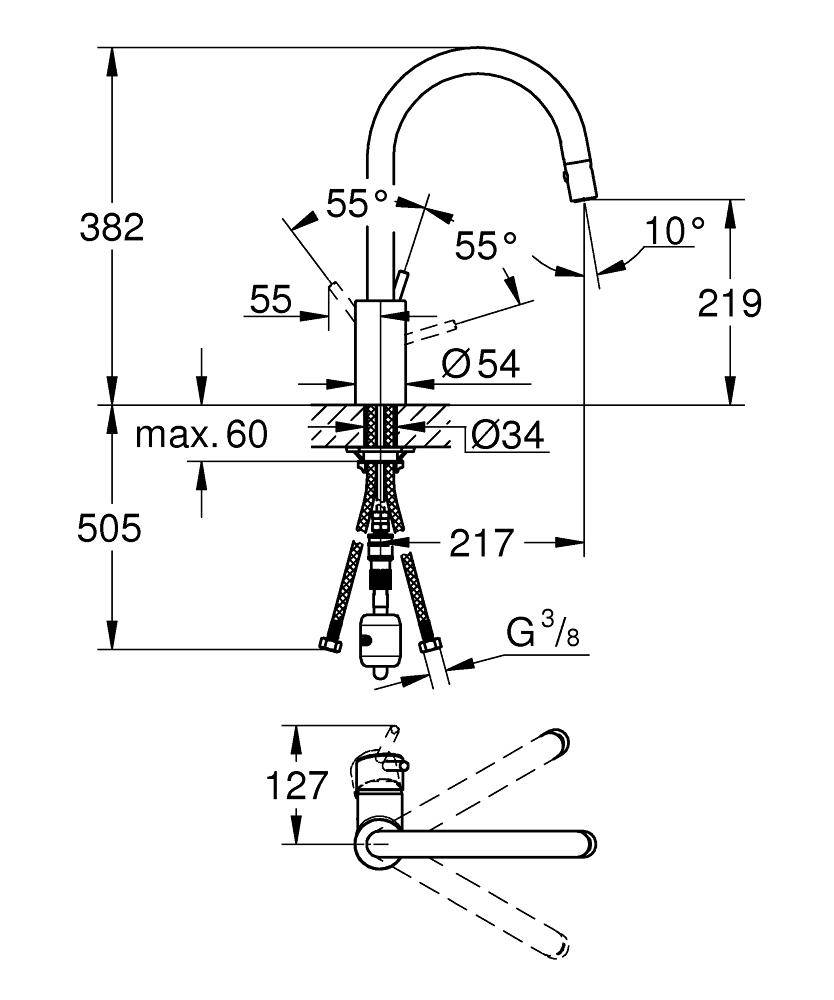 31483DC1 Смеситель для кухни Grohe Concetto суперсталь - Вид №1