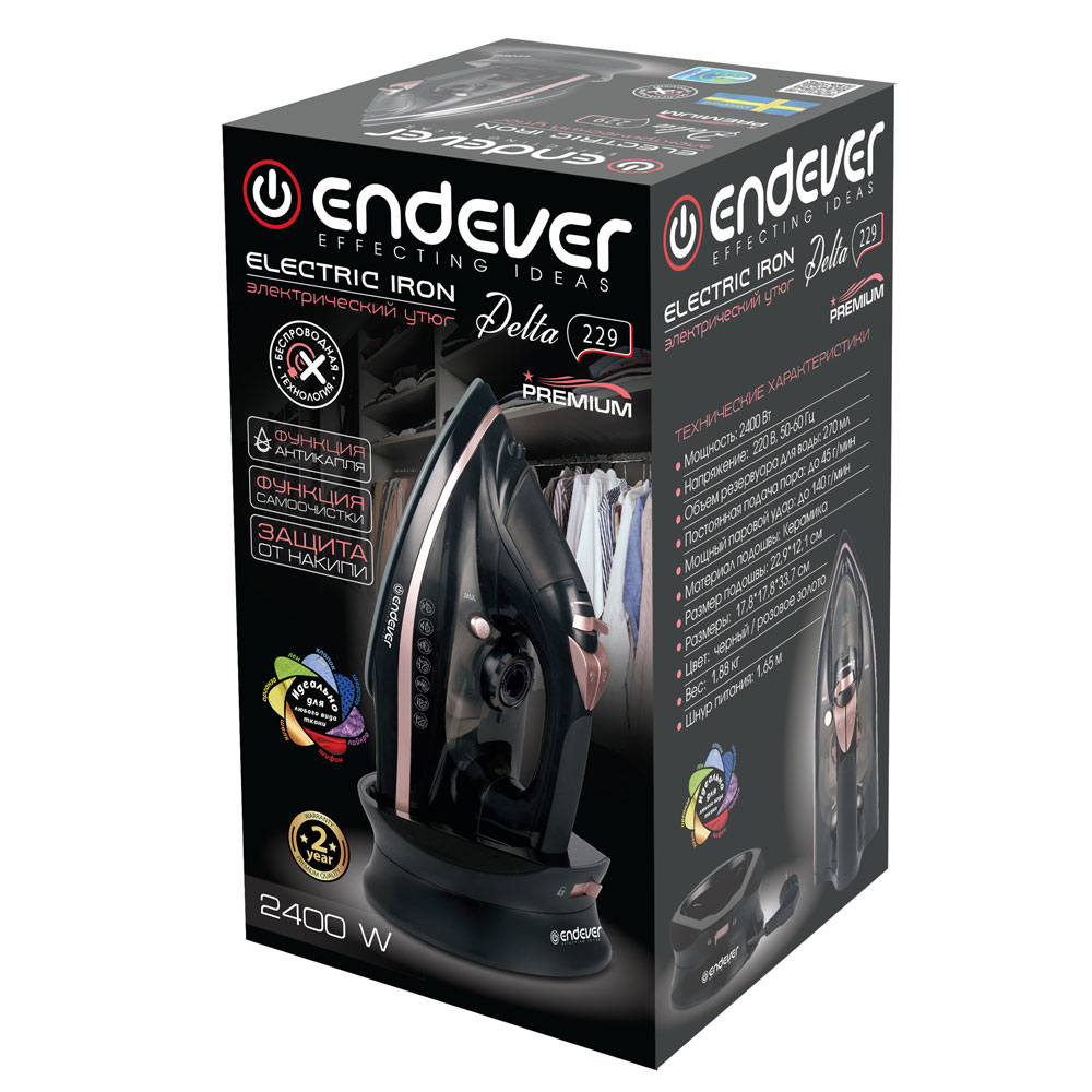 9059140 Утюг Endever Delta-229 черный KROMAX STDN-0041350 - Вид №4
