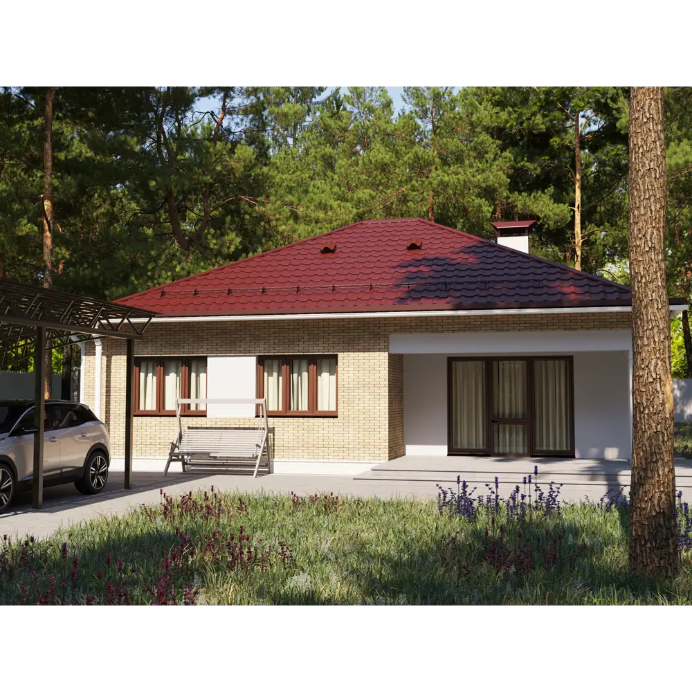 Металлочерепица 0.5 мм ГОСТ 500x1180 мм RAL 3005 винно-красный Santreyd STLM-2032268 - Вид №3