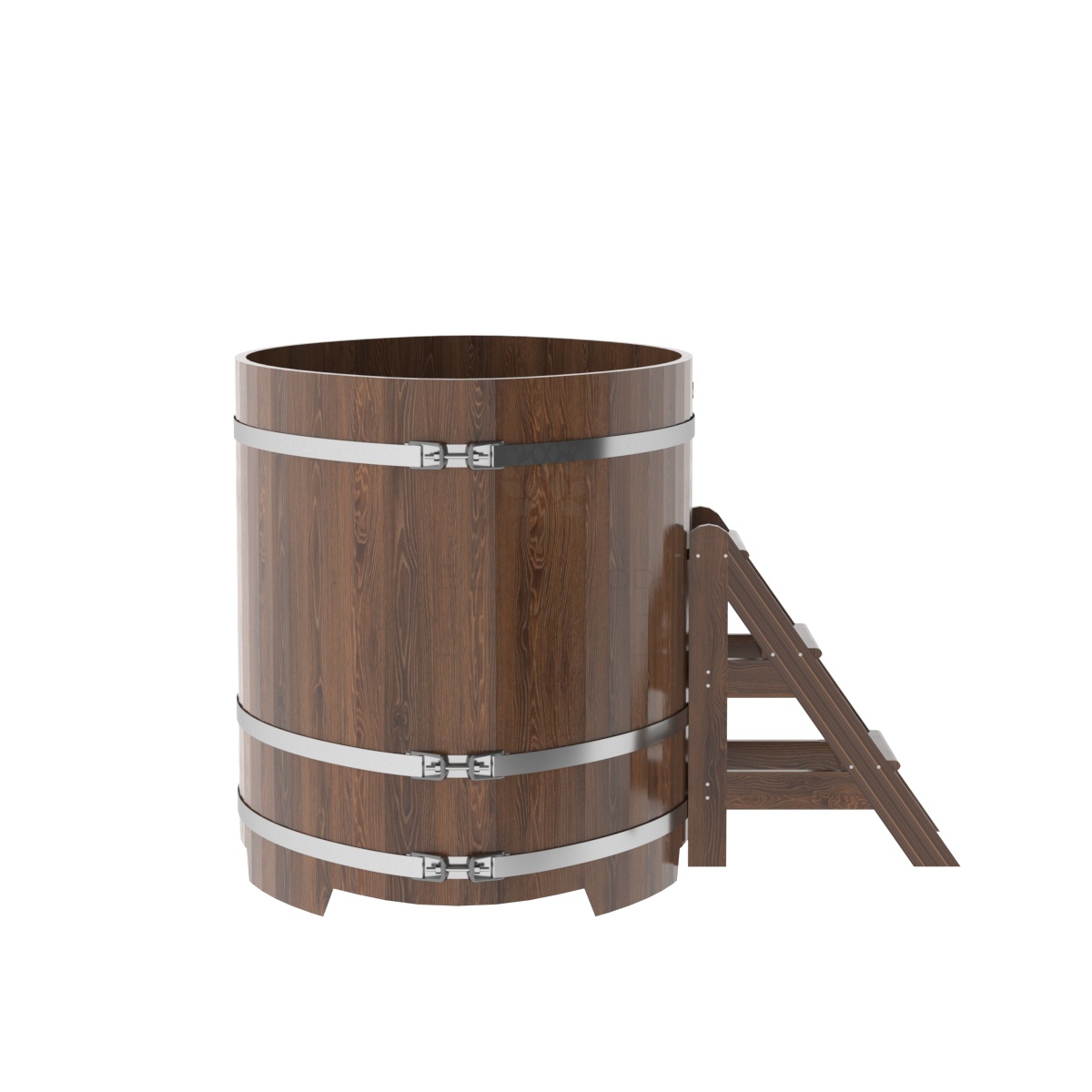 1322 Купель овальная из дуба 1,08х1,75х1,2 морёная Alyarus  - Вид №2