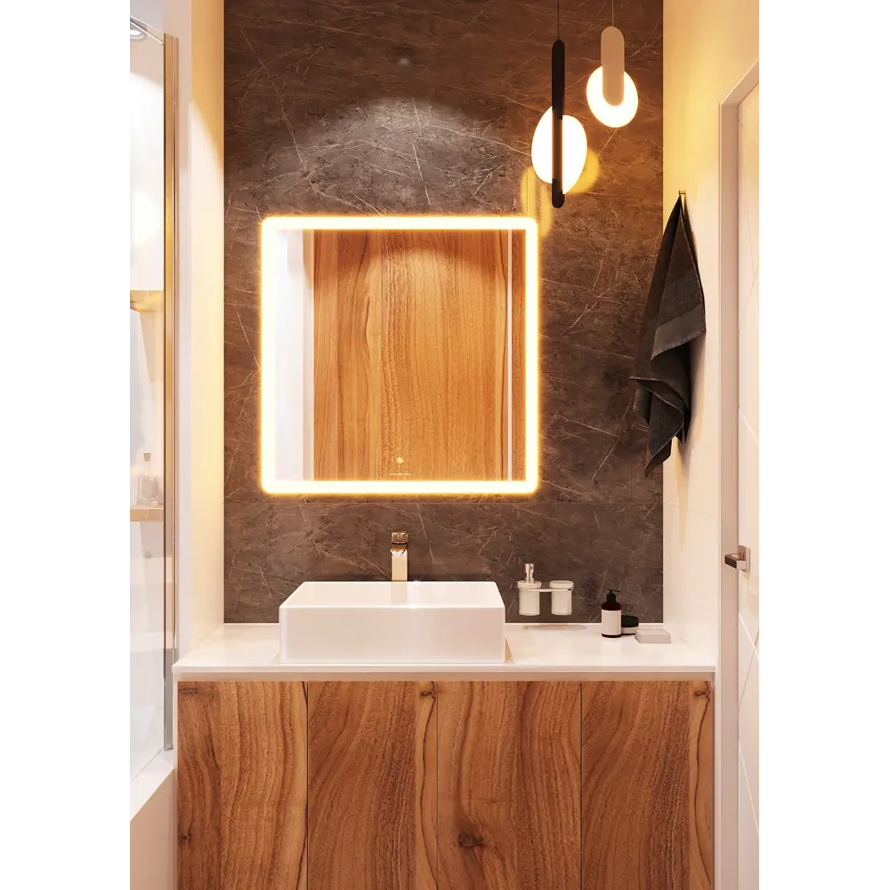 Зеркало для ванной Omega Glass Тип 4 SD314 с подсветкой 80x80 см квадратное STLM-2098845 - Вид №1