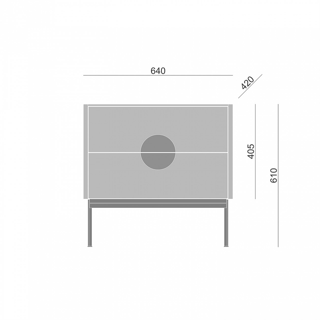 Тумба с двумя ящиками 61х64 см серая Alto BRAGIN DESIGN LIVING 00-3862450 Серый - Вид №1