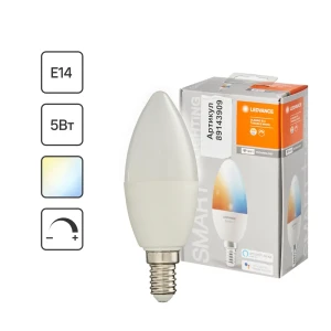 Лампа умная светодиодная Wi-Fi Osram Smart Plus E14 220-240 В 5 Вт свеча матовая 470 лм изменение оттенков белого 89143909 STLM-2104752