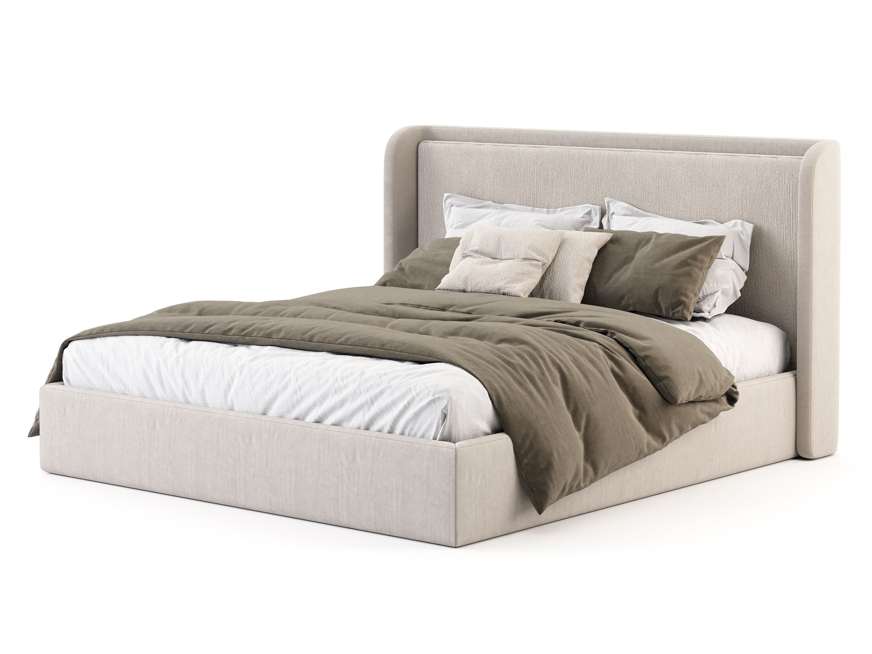 Двуспальная кровать из ткани с мягким изголовьем Stylish Club Porto ARCH-00034730